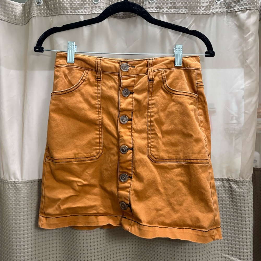 Kensie Orange A-Line Mini Skirt for Casual Wear